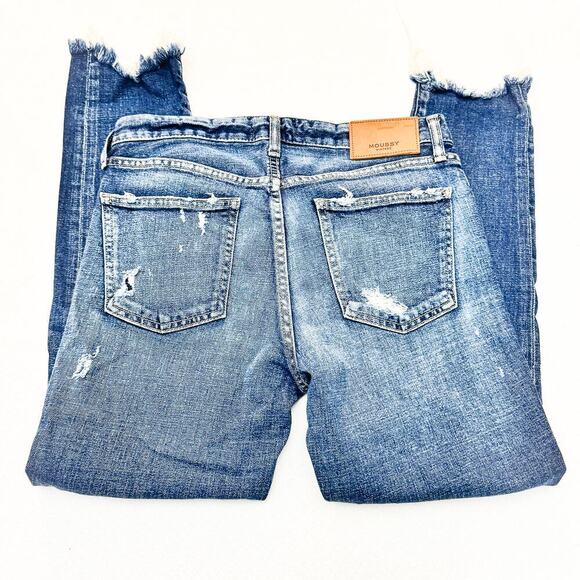 Moussy Vintage Dark Wash Denim Jeans Raw Hem 025DSC12-2140 Size 28 - Picture 5 of 10